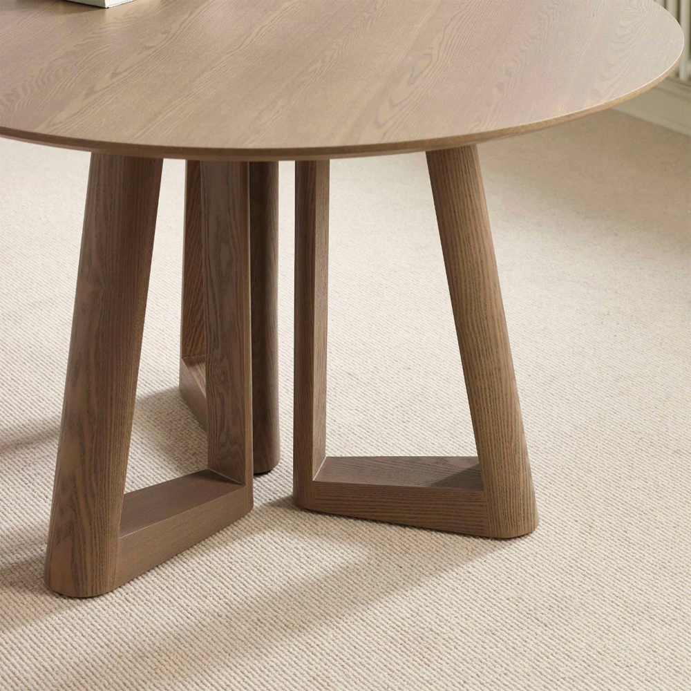 Cirella Round Wooden Dining Table in Smoked Oak