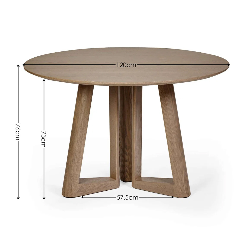Cirella Round Wooden Dining Table in Smoked Oak
