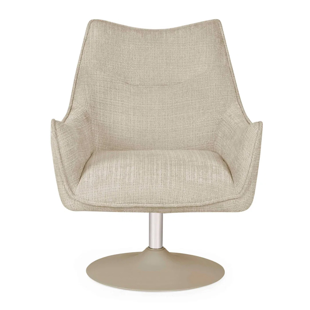 Cirevon Fabric Swivel Lounge Chair in Ivory