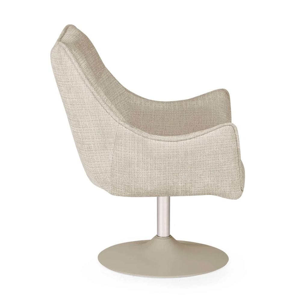 Cirevon Fabric Swivel Lounge Chair in Ivory