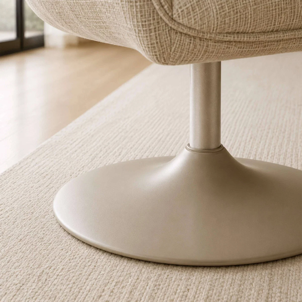 Cirevon Fabric Swivel Lounge Chair in Ivory
