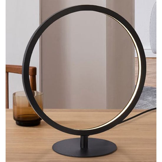 Cirque 1 LED Ring Table Lamp In Matt Black And White_1