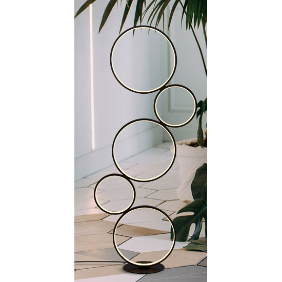 Cirque 5 LED Ring Floor Lamp In Matt Black And White