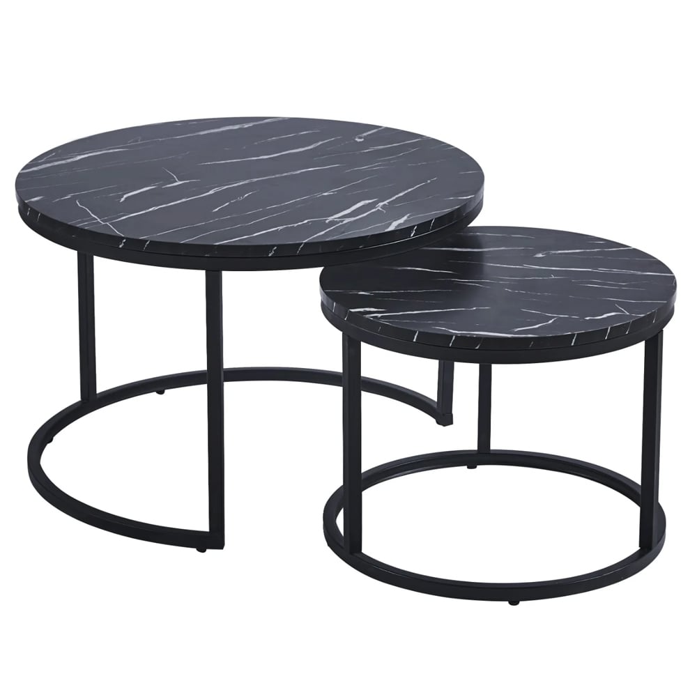 Read more about Citrus black marble effect nesting coffee tables with black frame