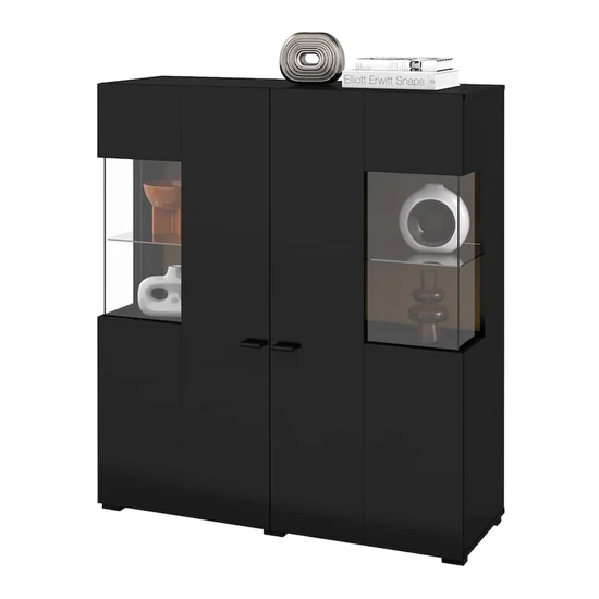 Citrus Wooden Display Cabinet With 2 Doors In Black