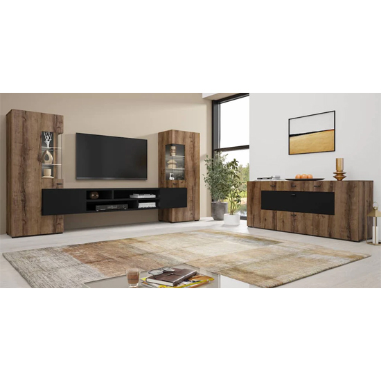 Citrus Wooden Display Cabinet With 2 Doors In Monastery Oak