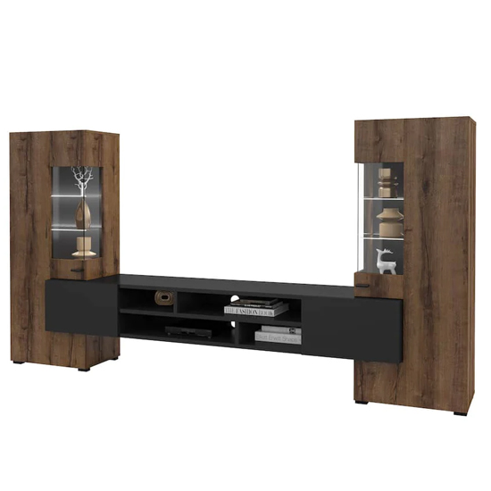 Citrus Wooden Entertainment Unit In Monastery Oak And Black