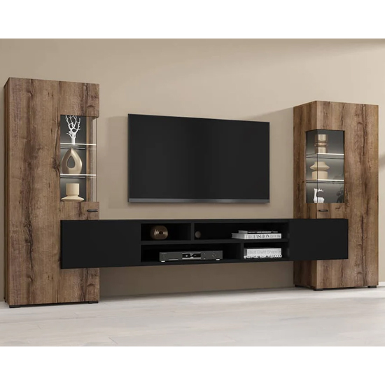 Citrus Wooden Entertainment Unit In Monastery Oak And Black