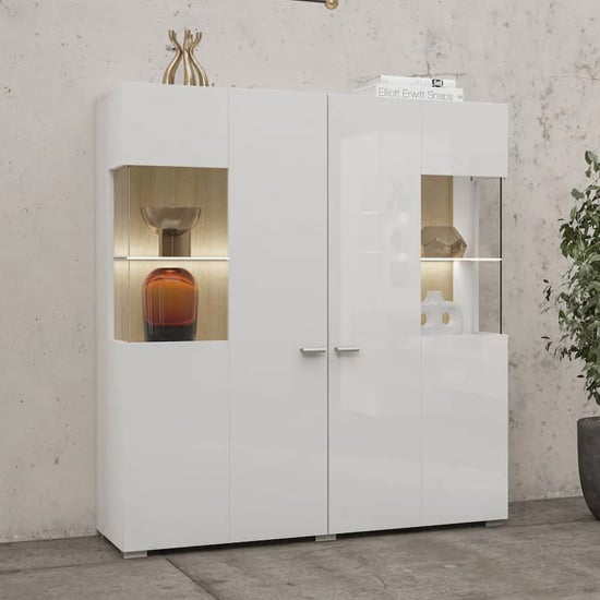 Product photograph of Citrus High Gloss Display Cabinet With 2 Doors In White from Furniture in Fashion