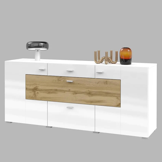 Citrus High Gloss Sideboard With 3 Doors 2 Drawers In White