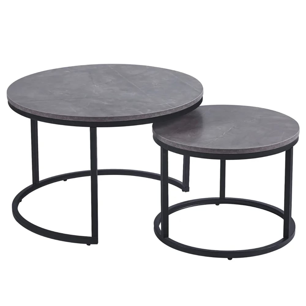 Read more about Citrus grey marble effect nesting coffee tables with black frame
