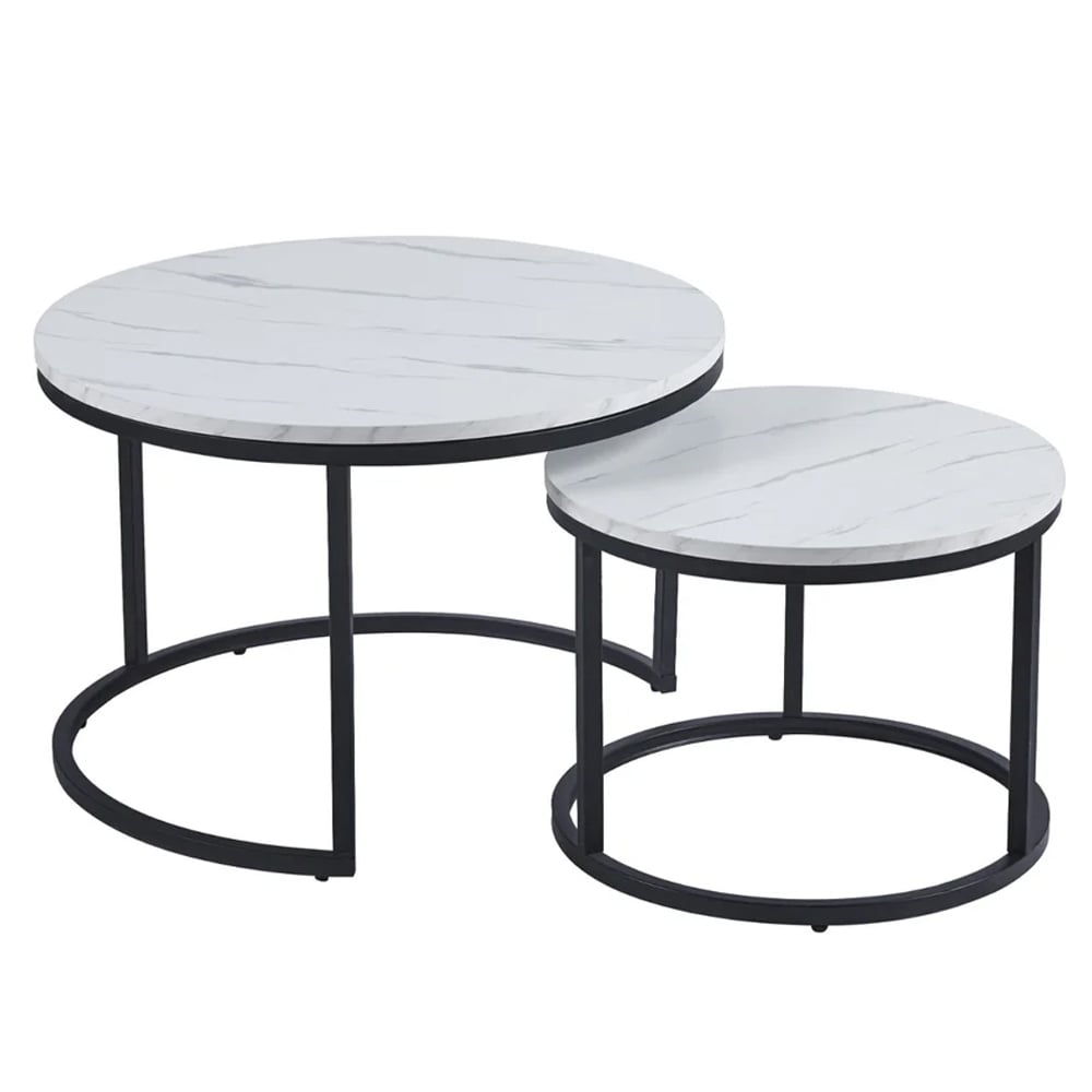Read more about Citrus white marble effect nesting coffee tables with black frame