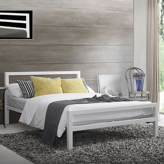 Read more about City block metal vintage style double bed in white