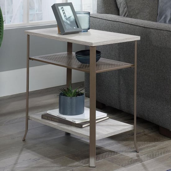 Photo of City centre wooden side table in champagne oak