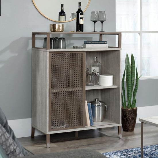City Centre Wooden Storage Cabinet In Champagne Oak