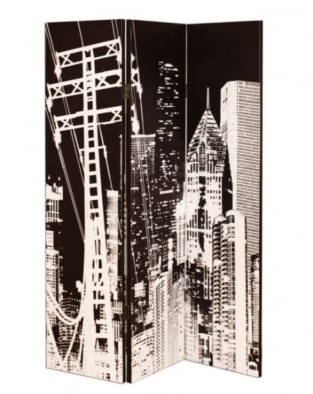 Read more about New york city canvas printed room divider in a monotone colour
