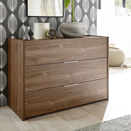 Civic Chest Of Drawers Dark Walnut With 3 Drawers