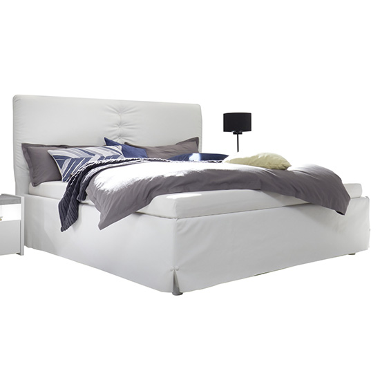 Civic Faux Leather King Size Bed In White Furniture in Fashion