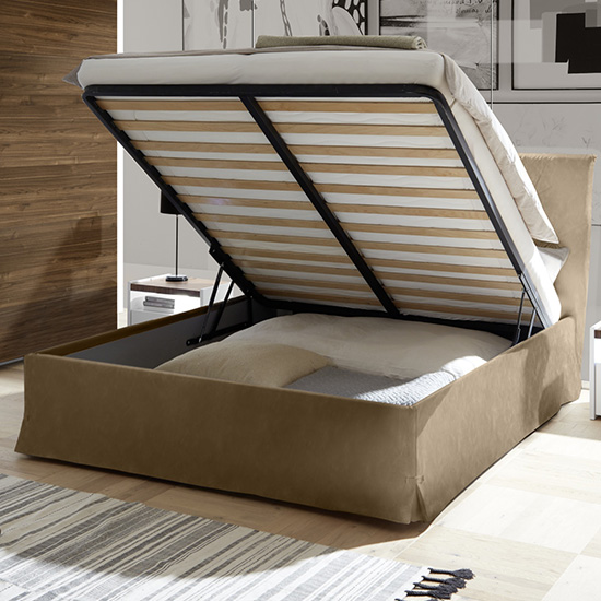 Civic Faux Leather Storage Double Bed In Tobacco Effect_2