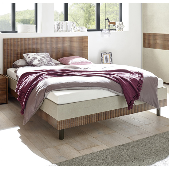 Read more about Civica double bed in serigraphed dark walnut and clay effect