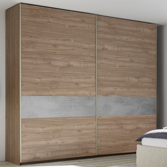 Read more about Civica sliding door tall wardrobe in stelvio walnut and cement