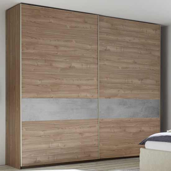 Read more about Civica sliding door wardrobe in stelvio walnut and cement