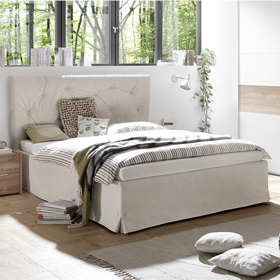 Civico Faux Leather Double Bed In Clay Effect