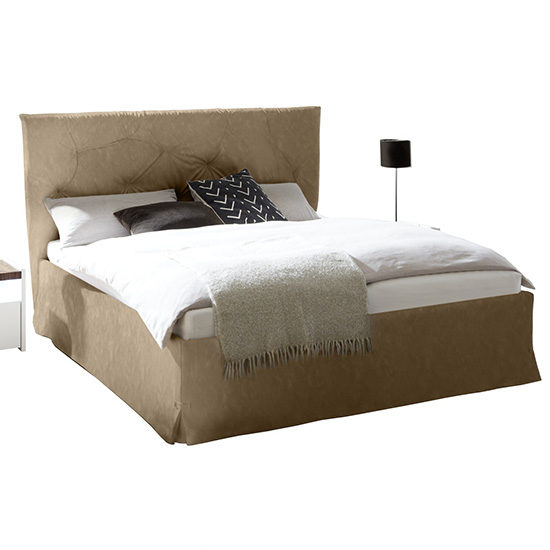 Civico Faux Leather Double Bed In Tobacco Effect_2
