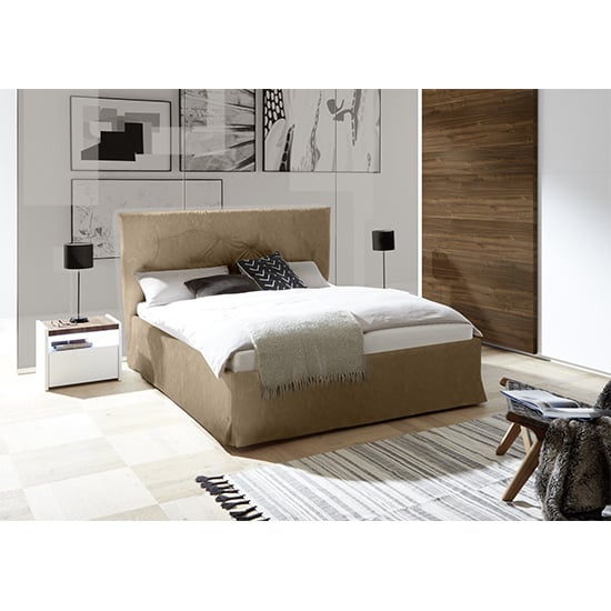 Civico Faux Leather Double Bed In Tobacco Effect_3