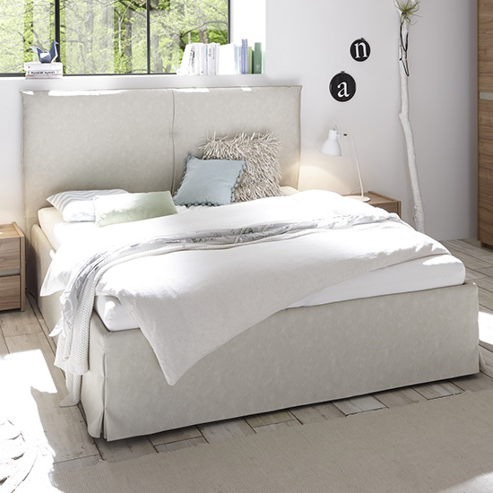 Civics Faux Leather Double Bed In Clay Effect