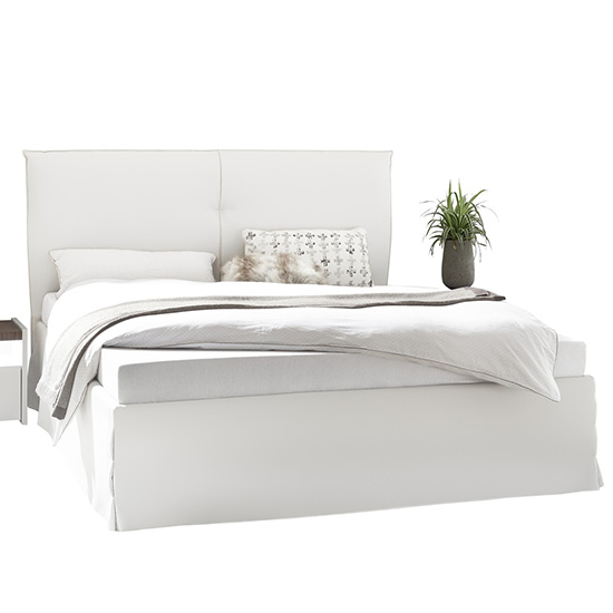 Civics Faux Leather Double Bed In White_2