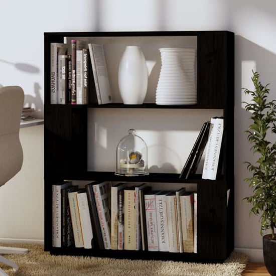 Product photograph of Civilla Pinewood Bookcase And Room Divider In Black from Furniture in Fashion