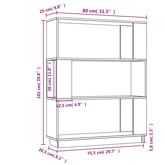Civilla Pinewood Bookcase And Room Divider In White