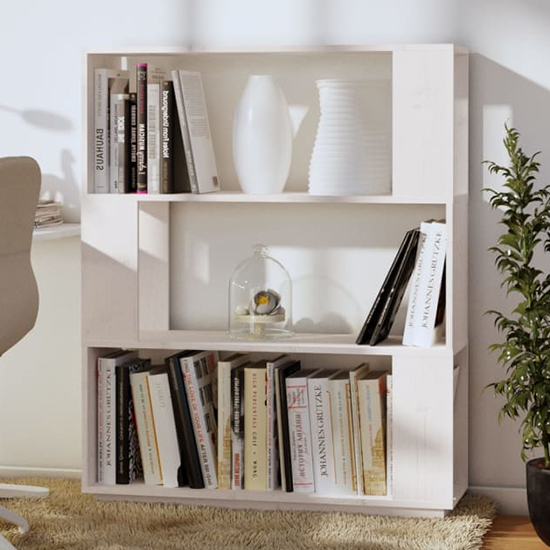 Photo of Civilla pinewood bookcase and room divider in white