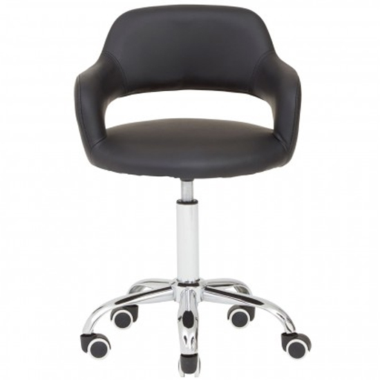 Civo Home And Office Leather Chair In Black With Curved Back