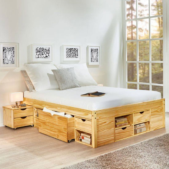 Claas Wooden Functional Super King Size, Wooden King Size Bed With Storage