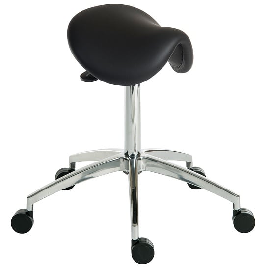 Clack Contemporary Stool In Black PU With Castors