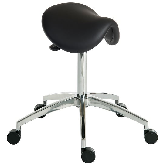 Product photograph of Clack Contemporary Stool In Black Pu With Castors from Furniture in Fashion