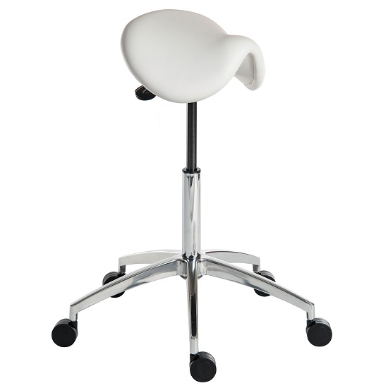 Product photograph of Clack Contemporary Stool In White Pu With Castors from Furniture in Fashion