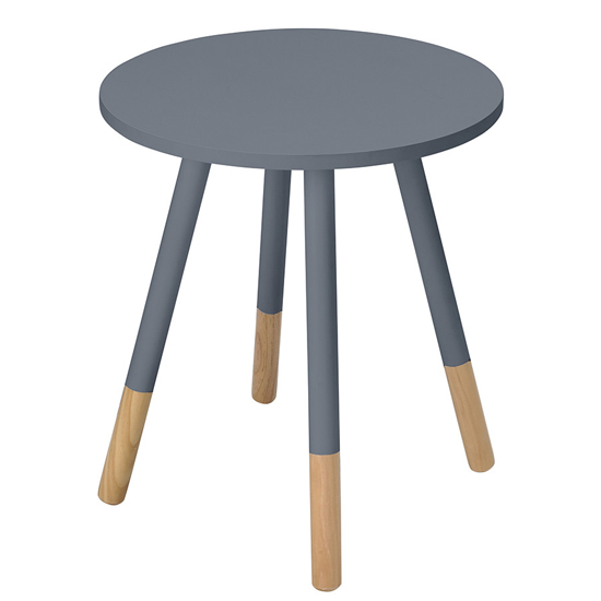 Clacton Round Wooden Side Table In Grey_1
