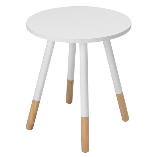 Clacton Round Wooden Side Table In White_1