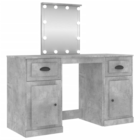 Claire Wooden Dressing Table In Concrete Effect With LED Lights
