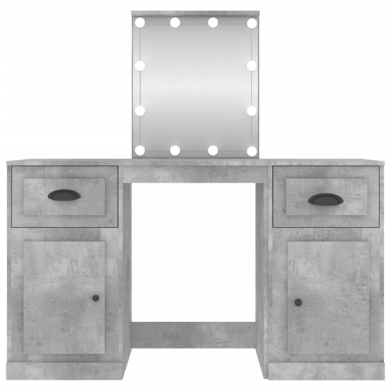 Claire Wooden Dressing Table In Concrete Effect With LED Lights