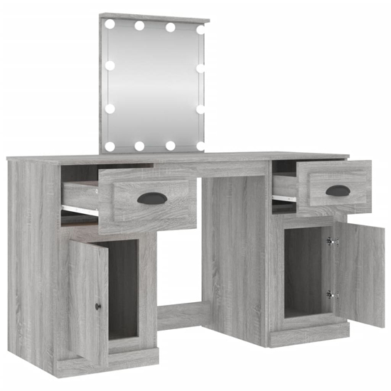Claire Wooden Dressing Table In Grey Sonoma Oak With LED Lights