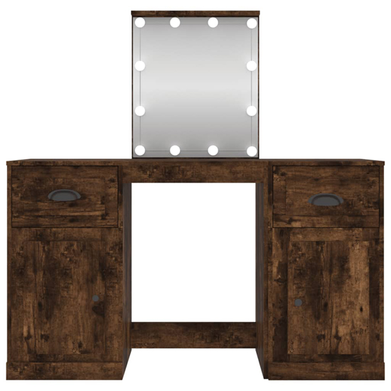 Claire Wooden Dressing Table In Smoked Oak With LED Lights