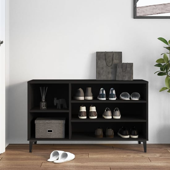 Product photograph of Clanton Wooden Shoe Storage Bench In Black from Furniture in Fashion