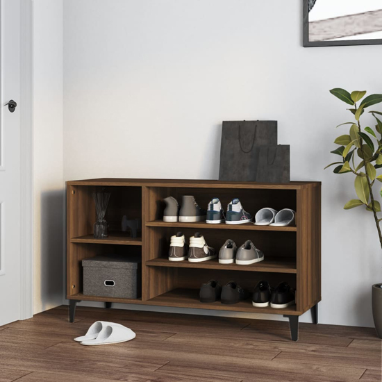 Clanton Wooden Shoe Storage Bench In Brown Oak