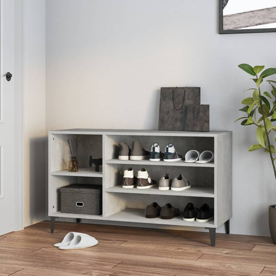 Clanton Wooden Shoe Storage Bench In Concrete Effect
