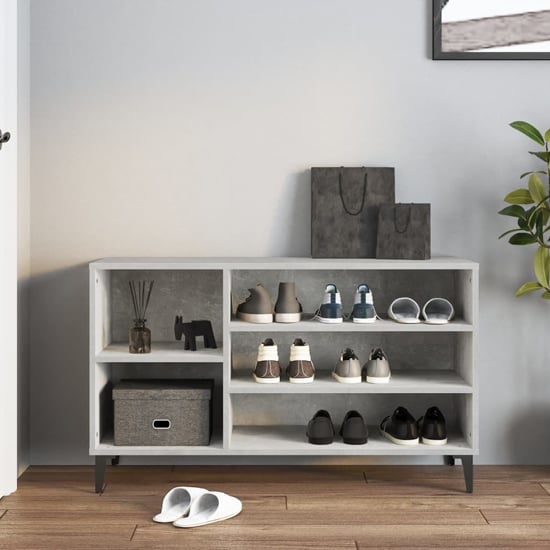 Product photograph of Clanton Wooden Shoe Storage Bench In Concrete Effect from Furniture in Fashion