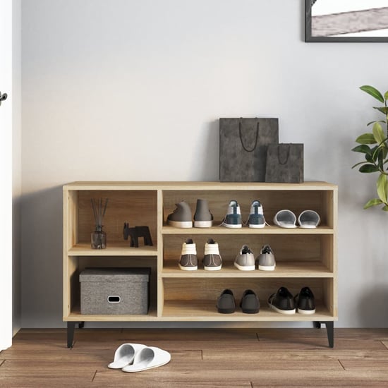 Product photograph of Clanton Wooden Shoe Storage Bench In Sonoma Oak from Furniture in Fashion
